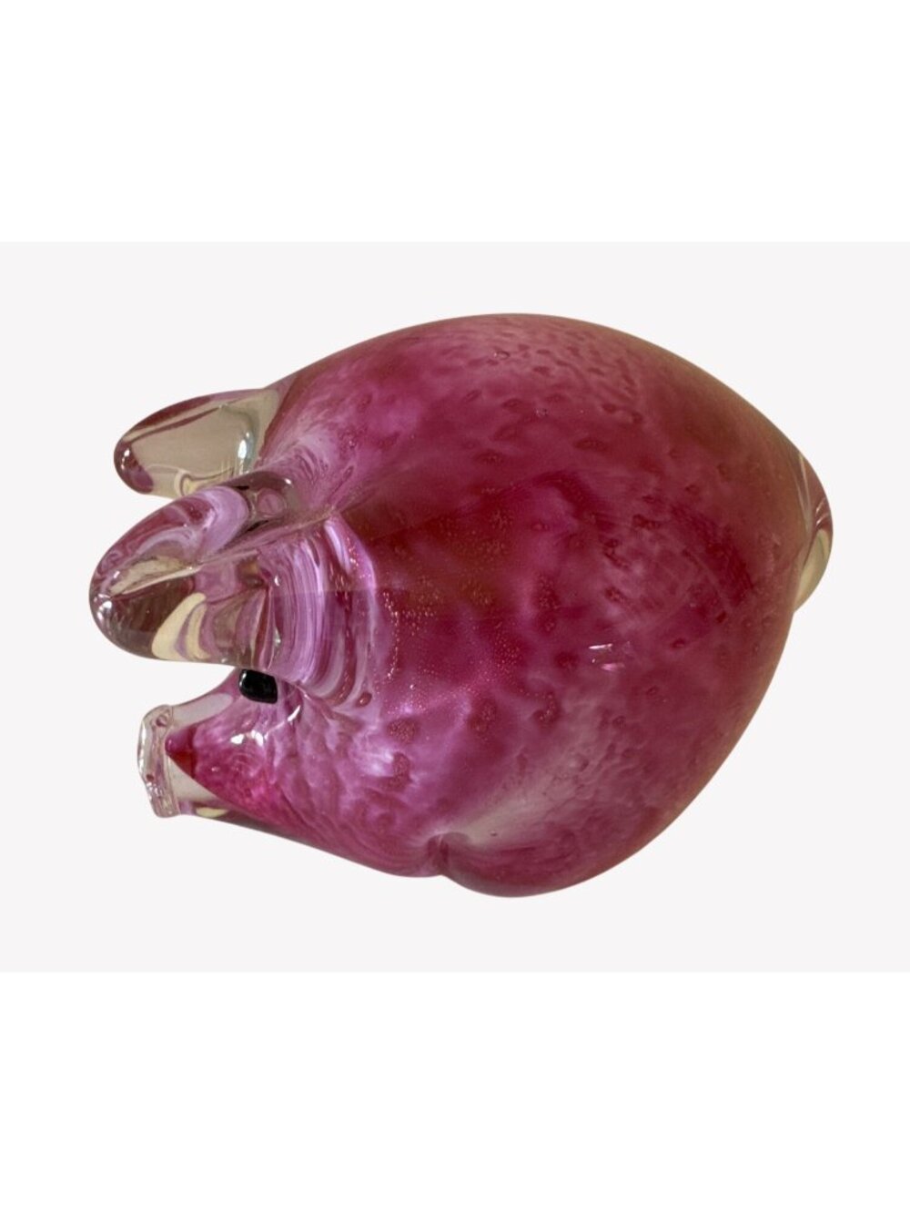 Handcrafted Blown Art Glass Pink Pig Figurine Paperweight With Black Eyes - Picture 5 of 7